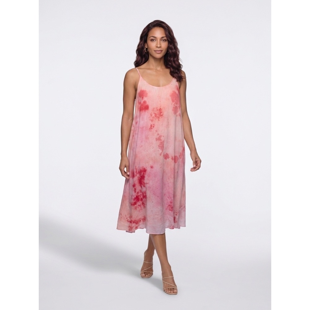 9seed Resort Tulum Pink Tie Dye Cotton Gauze Long Maxi Dress One Size USA 9 Seed